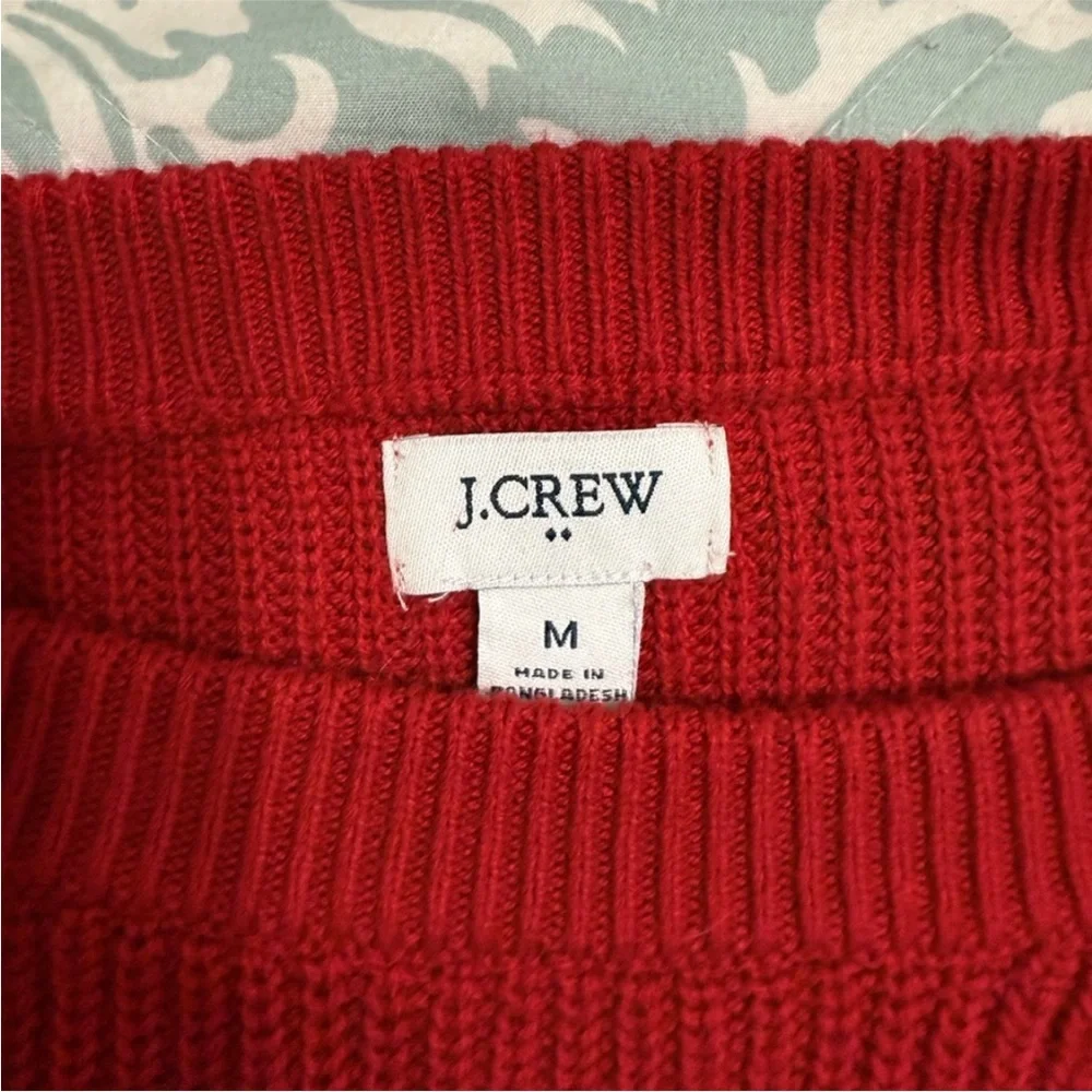 J.Crew Red Crewneck Sweater Gold Buttons J.Crew Factory Medium